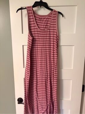Pact soft spun tank midi dress purple Striped Sleeveless Dress